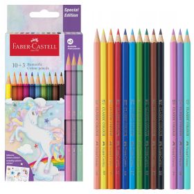 Creioane colorate, 10+3 culori/set, FABER-CASTELL Unicorn, FC111219
